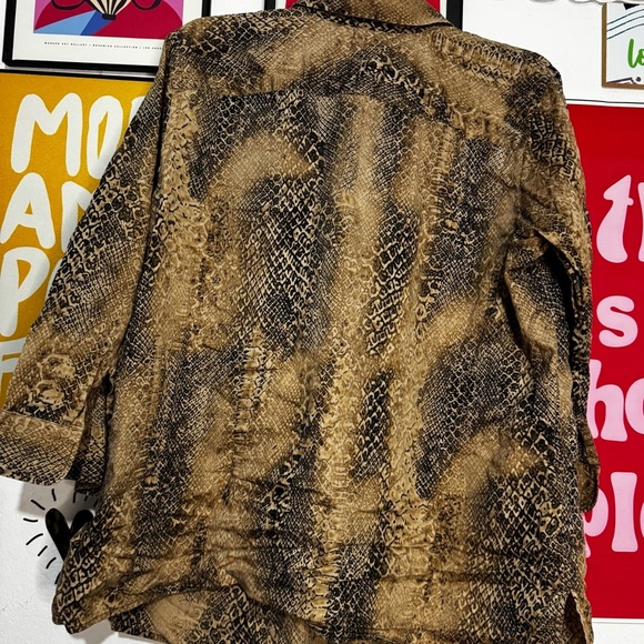 Lauren Ralph Lauren Women’s Snake Print Button-Down Shirt 1X 100% Cotton - Picture 2 of 4